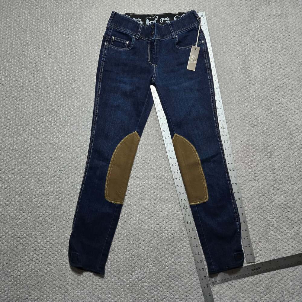 Goode Rider Equestrian Knee Patch Denim Breeches in Vintage Wash, Size 28R - Picture 3 of 9